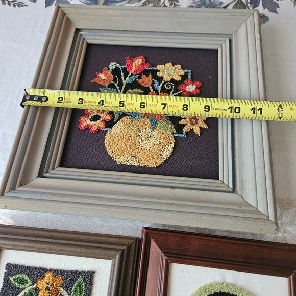 Set of 4 Vintage Embroidered Flower Wall Art - Picture 9 of 16